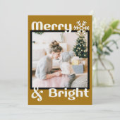 Retro Minimalist Brown Snowflake Christmas Photo シーズンカード (スタンド正面)