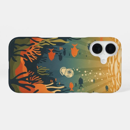 Retro Minimalist Fish iPhone 16ケース (裏面横)