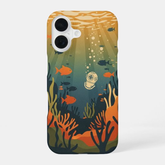 Retro Minimalist Fish iPhone 16ケース (裏面)