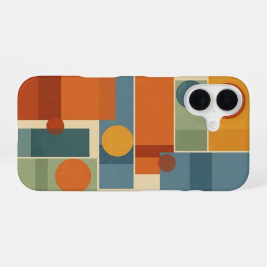 Retro Minimalist Geometric Layering iPhone 16ケース (裏面横)