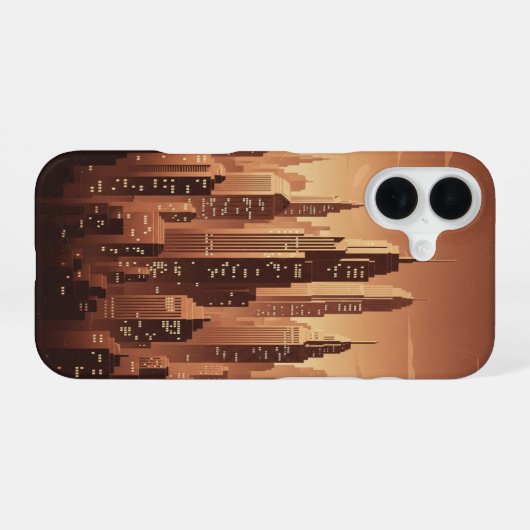 Retro Minimalist Geometric Skyline iPhone 16ケース (裏面横)
