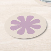 Retro Minimalist Groovy Flower in Lilac Purple ラウンドペーパーコースター (アングル)