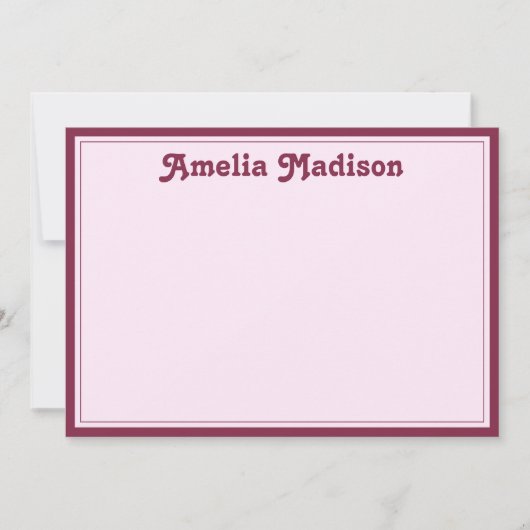 Retro Minimalist Pink ノートカード (正面)