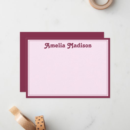 Retro Minimalist Pink ノートカード (正面/裏面インサイチュ)