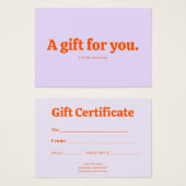 Retro Minimalist Purple Orange Certificate (正面&裏面)