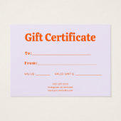 Retro Minimalist Purple Orange Certificate (裏面)