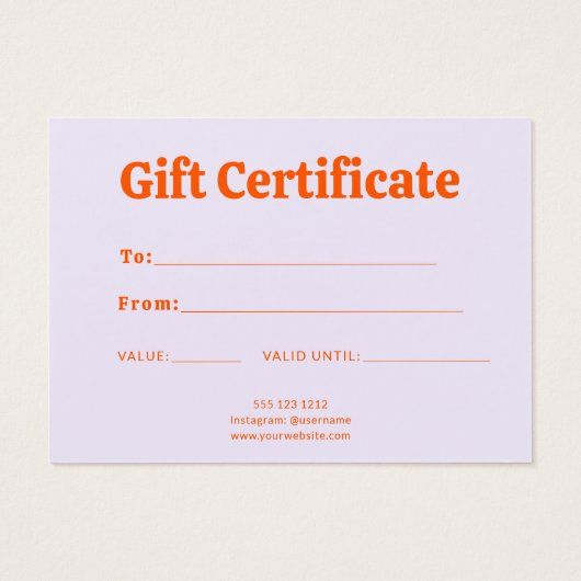 Retro Minimalist Purple Orange Certificate (裏面)