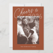 Retro Minimalist Red New Years Photo シーズンカード (正面)