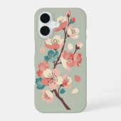 Retro Minimalist Sakura Flowers iPhone 16ケース (裏面)