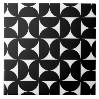 Retro Minimalist Style Black Geometric Bauhaus タイル
