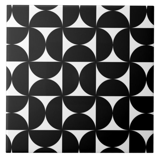 Retro Minimalist Style Black Geometric Bauhaus タイル (正面)