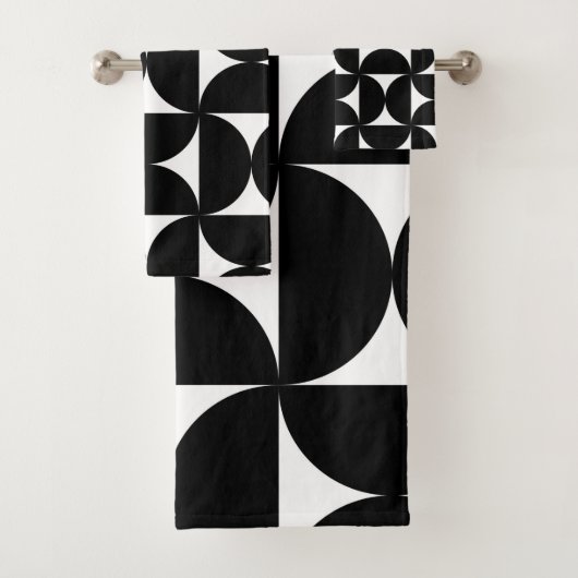 Retro Minimalist Style Black Geometric Bauhaus バスタオルセット (インサイチュ)