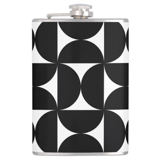 Retro Minimalist Style Black Geometric Bauhaus フラスク (正面)