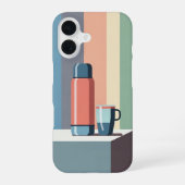 Retro Minimalist Thermos and Cup iPhone 16ケース (裏面)
