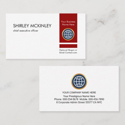 Retro Minimalist Vertical Red Private Enterprise 名刺 (正面/裏面)