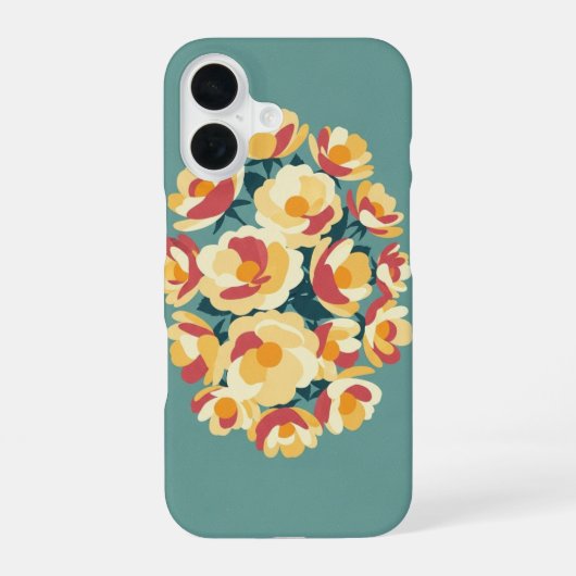 Retro Minimalist Wild Rose Illustration iPhone 16ケース (裏面)