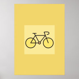 Retro Minimalist Yellow Bicycle Art Nursery Wall  ポスター