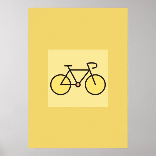 Retro Minimalist Yellow Bicycle Art Nursery Wall  ポスター (正面)