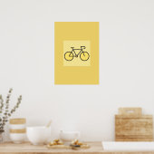 Retro Minimalist Yellow Bicycle Art Nursery Wall  ポスター (キッチン)