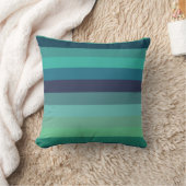 Retro Mint & Navy Horizontal Stripes クッション (ブランケット)