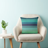 Retro Mint & Navy Horizontal Stripes クッション (椅子)