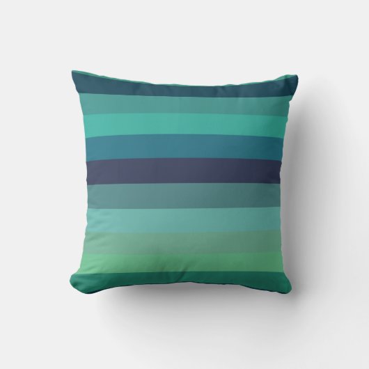 Retro Mint & Navy Horizontal Stripes クッション (正面)