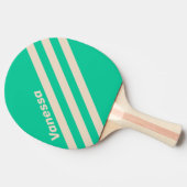 Retro Mint Three Angled Striping with Name 卓球ラケット (横)