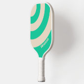 Retro Mint Three Circle Stripe with Name ピックルボールラケット (左)