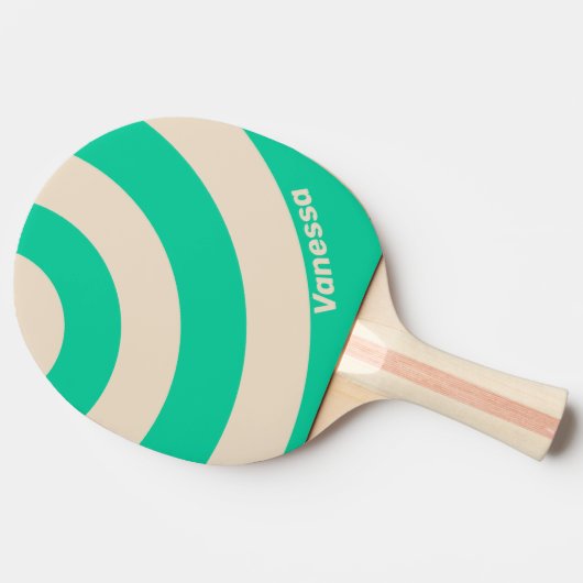 Retro Mint Three Circle Stripe with Name 卓球ラケット (横)