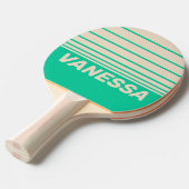 Retro Mint Three Horizon Striping with Name 卓球ラケット (正面アングル)