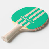 Retro Mint Three Pin Stripes with Name 卓球ラケット (正面アングル)