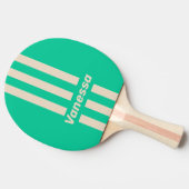 Retro Mint Three Pin Stripes with Name 卓球ラケット (横)