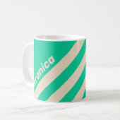 Retro Mint Three Stripes with Name コーヒーマグカップ (正面左)