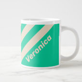 Retro Mint Three Stripes with Name ジャンボコーヒーマグカップ (右)