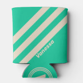 Retro Mint Three Stripes with Name 缶クーラー (裏面)