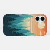 Retro Misty Pines iPhone 16ケース (裏面横)