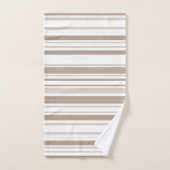 Retro Mocha Brown & Taupe Bold Vertical Stripes バスタオルセット (ハンドタオル)