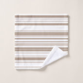 Retro Mocha Brown & Taupe Bold Vertical Stripes バスタオルセット (ウォッシュタオル)