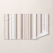Retro Mocha Brown & Taupe Bold Vertical Stripes バスタオルセット (ハンドタオル)
