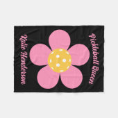 Retro Mod 70s Ckleball Flower D  フリースブランケット (正面(横))