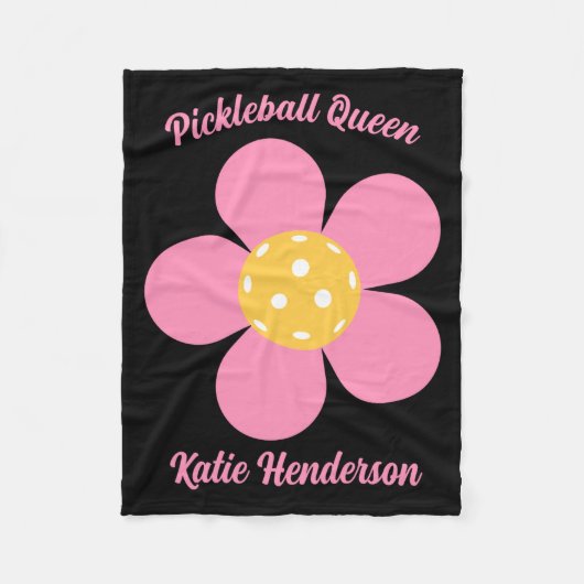 Retro Mod 70s Ckleball Flower D  フリースブランケット (正面)