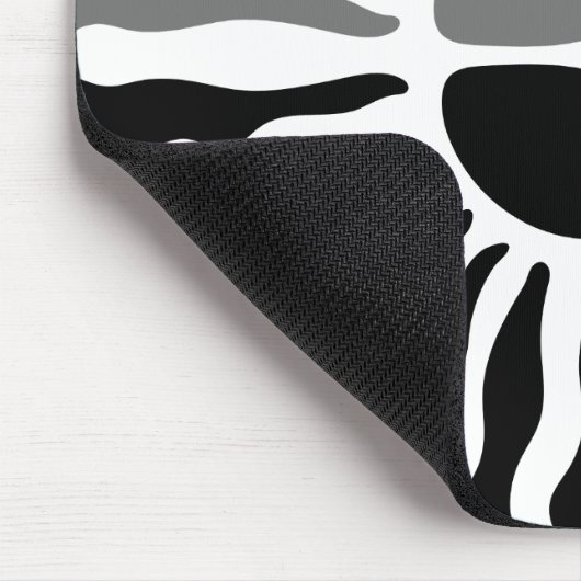 Retro Mod Black and White Sunburst Geometric Mouse マウスパッド (コーナー)