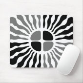 Retro Mod Black and White Sunburst Geometric Mouse マウスパッド (マウス)
