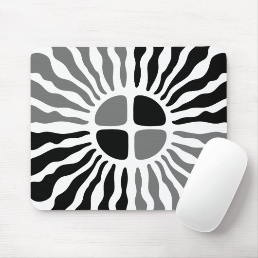 Retro Mod Black and White Sunburst Geometric Mouse マウスパッド (マウス)