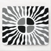 Retro Mod Black and White Sunburst Geometric Mouse マウスパッド (正面)