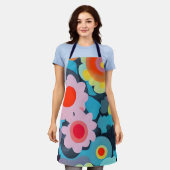 Retro mod flowers エプロン (着用した状態)