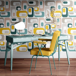 Retro Mod Ovals Aqua Teal Blue Blush Pink Yellow  壁紙