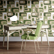 Retro Mod Ovals Beige Green 