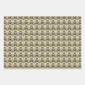 Retro Mod Patterns Mustard Beige Taupe Grey ラッピングペーパーシート (正面2)