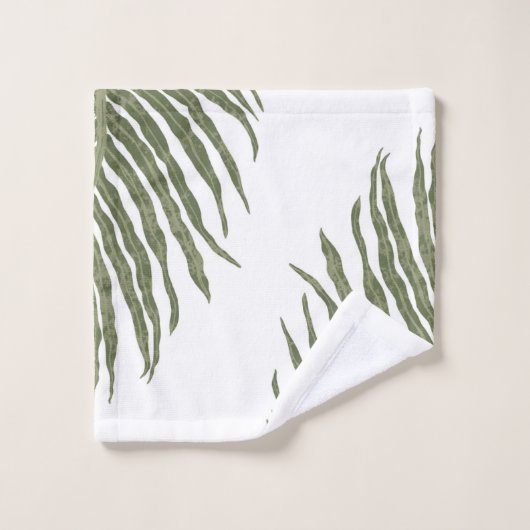 Retro Mod Patterns Sage Olive Green Beige  バスタオルセット (ウォッシュタオル)